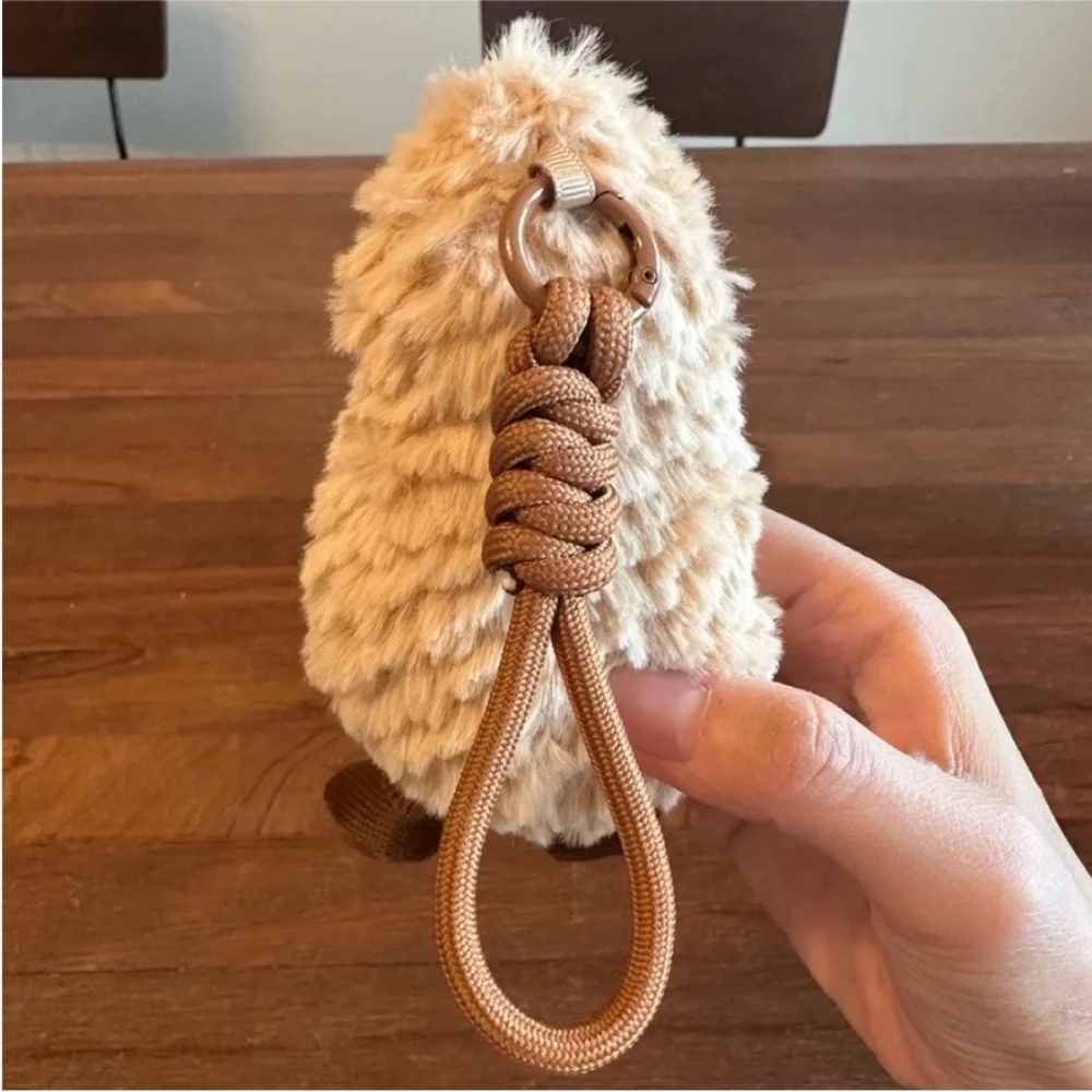 Brown Peanut Plush Keychain Bag Charm 6” Cute Kawaii Soft Stuffed Pendant New